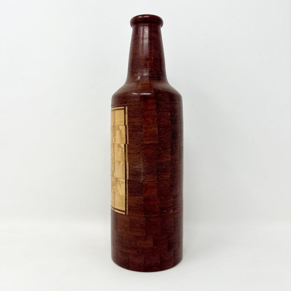 Hand Crafted Segmented Wood Beer Bottle - Picture 4 of 7